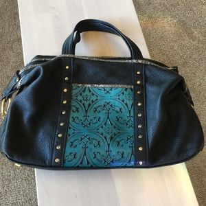 Maya Moon Black Leather Convertible Strap Tote